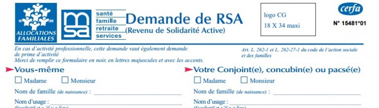 Formulaire RSA Comment Le Remplir Mes Allocs Fr